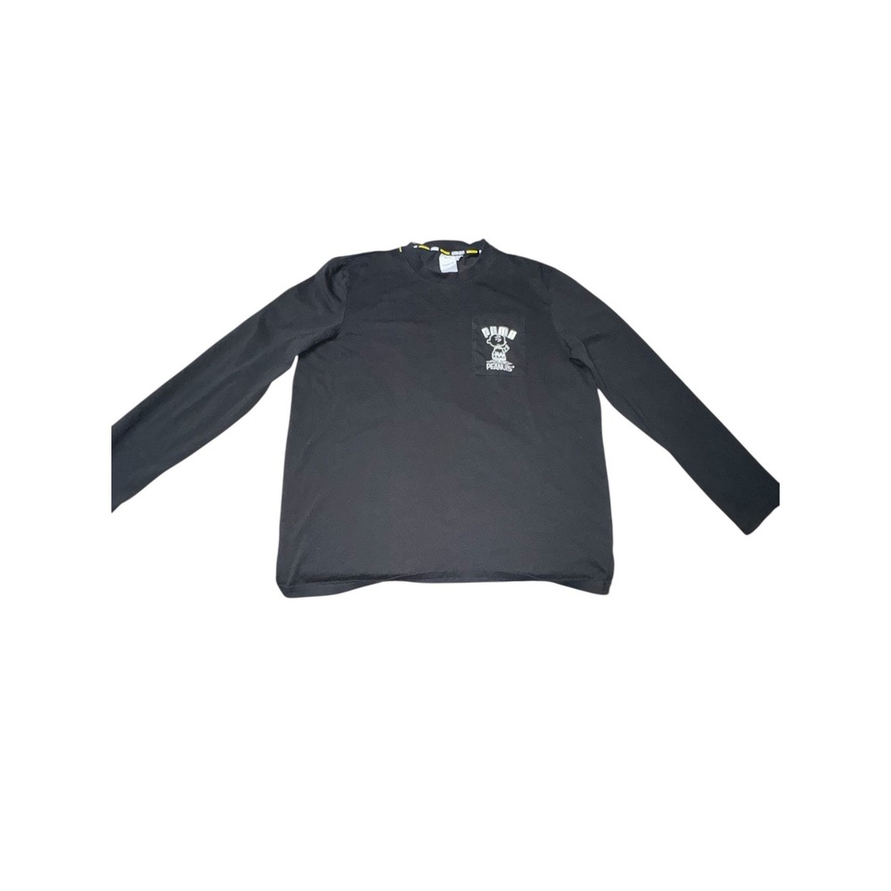 Rare! Puma Peanuts Charlie Brown Black Long Sleeve Pocket T Shirt Mens Medium - Picture 1 of 4